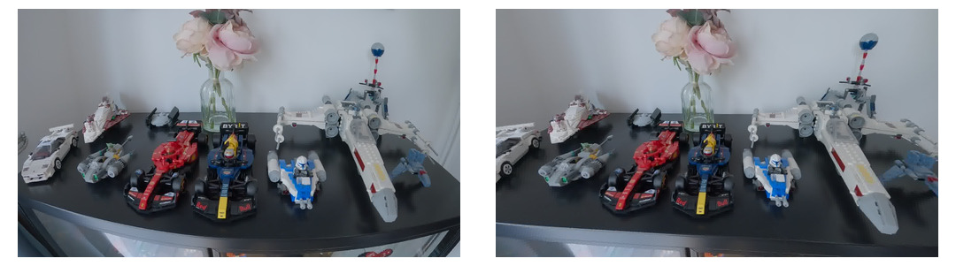 Before and after removing distortion
